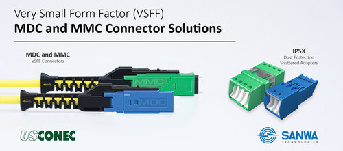 VSFF MDC and MMC Connectors and Shuttered Adapters
