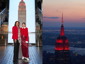 帝國大廈亮起標誌性紅燈，響應 Dress for Success「Women Who Inspire」企劃