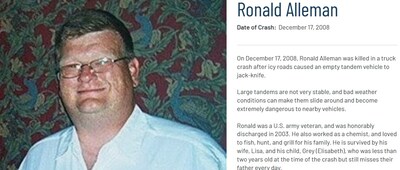 Ronald Alleman, Underride Crash Victim