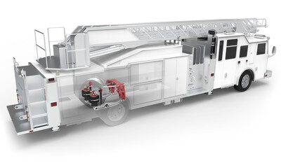 Its V-Rod configuration, versus conventional torque and track bar configuration, provides superior lateral stability and reduced tail swing — critical for aerial apparatus with extended overhangs.
