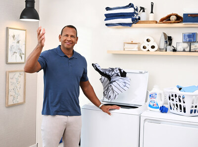 Alex Rodriguez Strikes Out Stink with Lysol Laundry Sanitizer, which kills 99.9% of odor-causing bacteria* in post-game laundry.