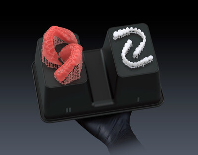 SprintRay’s new Pro 2 Duo Kit enables dual-resin 3D printing, allowing dental professionals to fabricate two different appliances in a single print job.