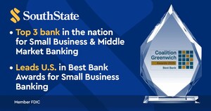 SouthState named a top 3 bank in the nation for Small Business &amp; Middle Market Banking; leads U.S. in Best Bank Awards for Small Business Banking