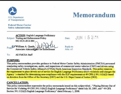 USDOT Directs States to Stand Down on Out-of-Service Orders