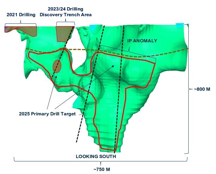 3D model of magnetic low that underlies the Conquest Zone. (CNW Group/Northern Shield Resources Inc.)