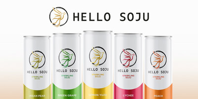 Hello Soju offers five refreshing flavors: Asian Pear, Lemon Yuzu, Green Grape, Peach, and Lychee