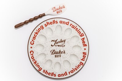 Duke's Mayo and Mason Hereford of Turkey and the Wolf have launched a collection of kitchen tools, including a spatula and a deviled egg tray. Photo credit: Justin Chesney. (PRNewsfoto/Duke's Mayonnaise)