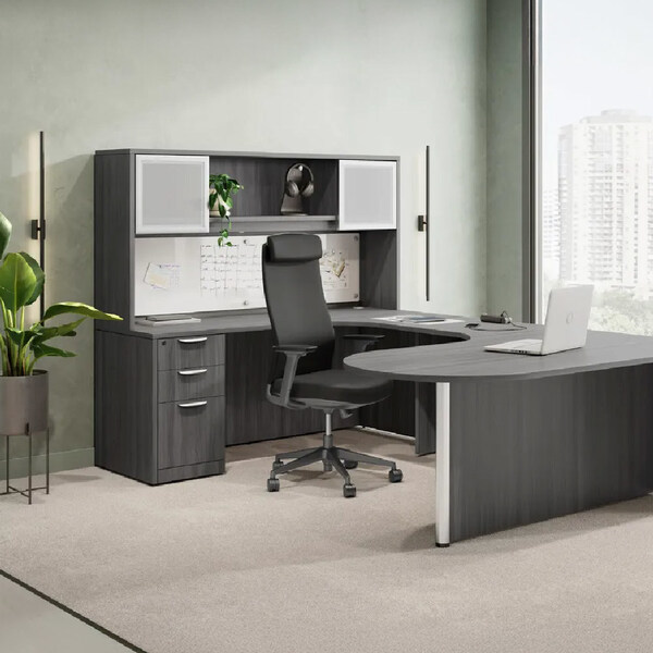 U Shaped Desk with Hutch