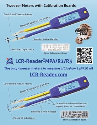 Proprietary Open/Short calibration boards eliminate capacitance/inductance offsets allowing to measure capacitance/inductance under 1 pF/10 nH