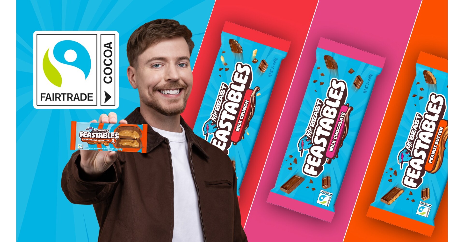 100% of cocoa in Feastables' chocolate is Fairtrade certified