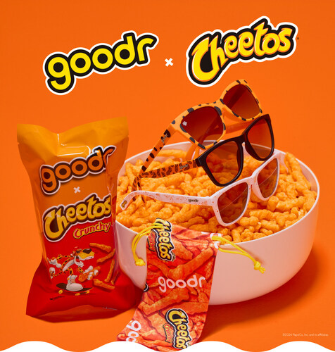 The goodr x Cheetos® collection is available in three designs: It’s Not Easy Being Cheesy, Wild and Hungry, and #ItsCheetle.