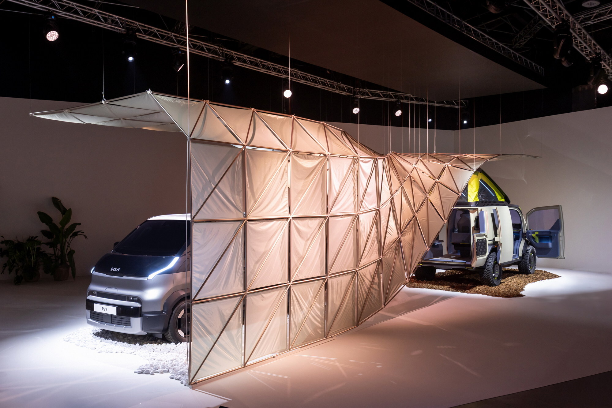 Kia 'Transcend Journey' design installation showcases Kia PV5, PV5 WKNDR and Concept EV2 at Milan Design Week 2025
