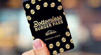 Red Robin's exclusive black-and-gold Bottomless Burger Pass will be available for purchase at RedRobin.com/National-Burger-Month starting April 17 at 9 a.m. MT.