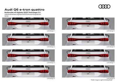 Atala digital OLED rear lighting signatures in the Audi Q6 e-tron. Copyright: Audi AG.
