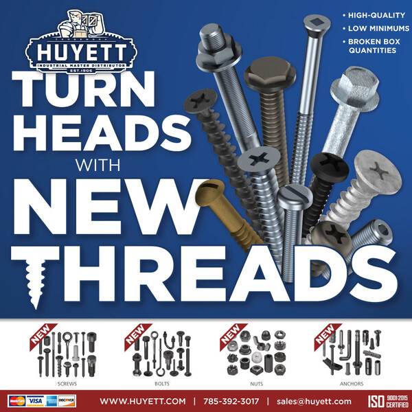 Huyett Launches Extensive New Line of Industrial Threaded Fasteners
