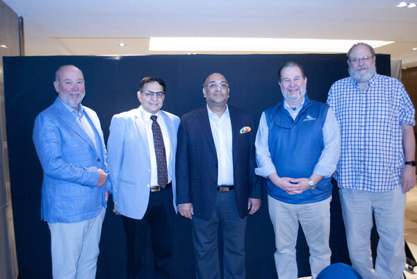 Senior executives from both organizations led the announcement, including (l to r) Paul Soanes, Chief Commercial Officer at Inveniam; Sameer Nagpal, President and CEO of JK Tech; Abhishek Singhania, Founder and Director of JK Tech Enterprise; Patrick O'Meara, Chairman and CEO of Inveniam;  and Rick Bunker, Chief Technology and Product Officer of Inveniam.