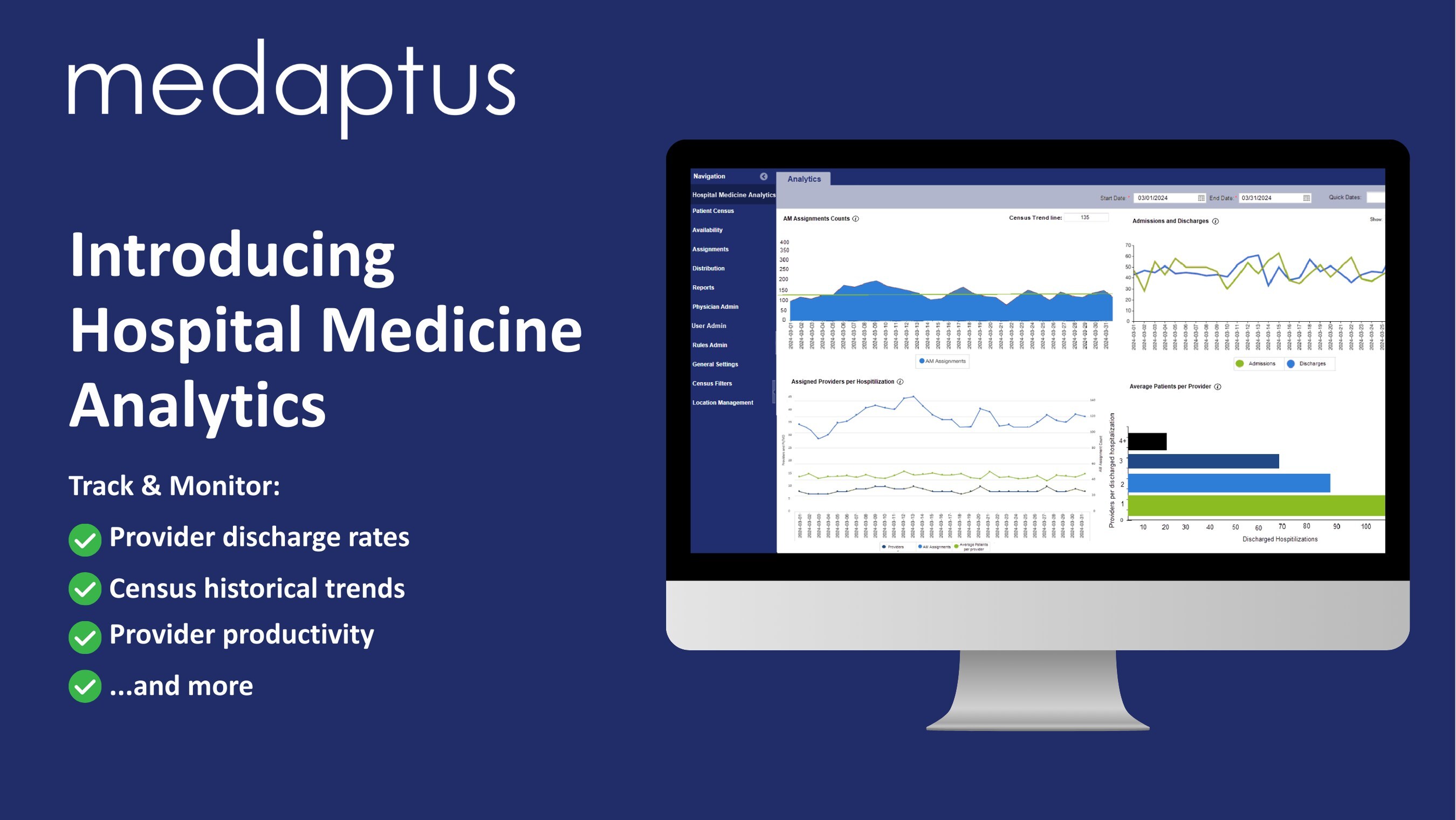 medaptus Launches Hospital Medicine Analytics to Deliver Fast, Actionable Insights for Hospital Medicine Leaders