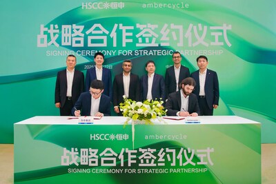 Highsun and Ambercycle come together to commemorate partnership at signing ceremony. (From left to right: Top row: Mei Zhen โ Vice President, HSCC; Chen Zhong โ President, HSCC; Shay Sethi โ CEO, Ambercycle; Chen Jianlong โ Chairman, HSCC; Moby Ahmed โ CTO, Ambercycle; Gerry Xue โ Country Manager, China, Ambercycle. Signing row: Cai Lingzhi โ General Manager, Highsun Green Technologies; Matthew Iezzi โ Head of Production, Ambercycle.) Highsun and Ambercycle come together to commemorate partnership at signing ceremony. (From left to right: Top row: Mei Zhen โ Vice President, HSCC; Chen Zhong โ President, HSCC; Shay Sethi โ CEO, Ambercycle; Chen Jianlong โ Chairman, HSCC; Moby Ahmed โ CTO, Ambercycle; Gerry Xue โ Country Manager, China, Ambercycle. Signing row: Cai Lingzhi โ General Manager, Highsun Green Technologies; Matthew Iezzi โ Head of Production, Ambercycle.)