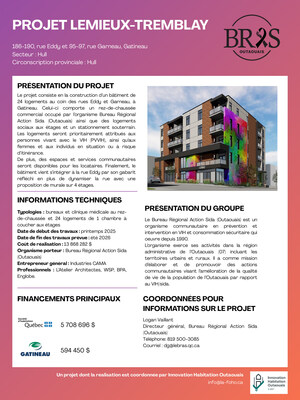 Fiche Projet Lemieux-Tremblay (Groupe CNW/Cabinet de la ministre responsable de l'Habitation) Fiche Projet Lemieux-Tremblay (Groupe CNW/Cabinet de la ministre responsable de l'Habitation)