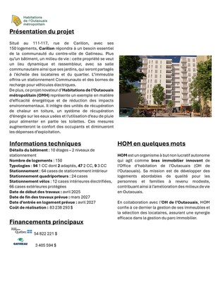 Fiche Projet Carillon (Groupe CNW/Cabinet de la ministre responsable de l'Habitation) Fiche Projet Carillon (Groupe CNW/Cabinet de la ministre responsable de l'Habitation)