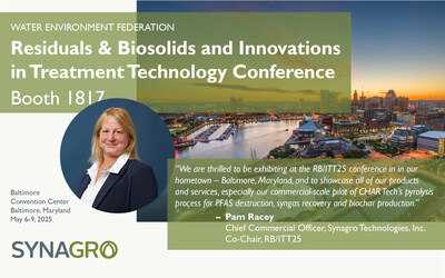 Synagro to Highlight Products and Services at WEF Residuals & Biosolids and Innovations in Treatment Technology Conference