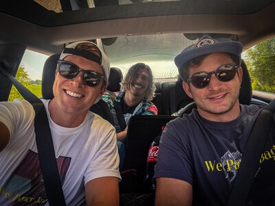 Wet Paper Bag BTS driving to set with Adam Burke, Mike Bredon, and Jud Nichols