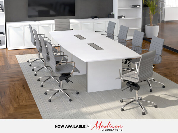 White Laminate and Glass Conference Table