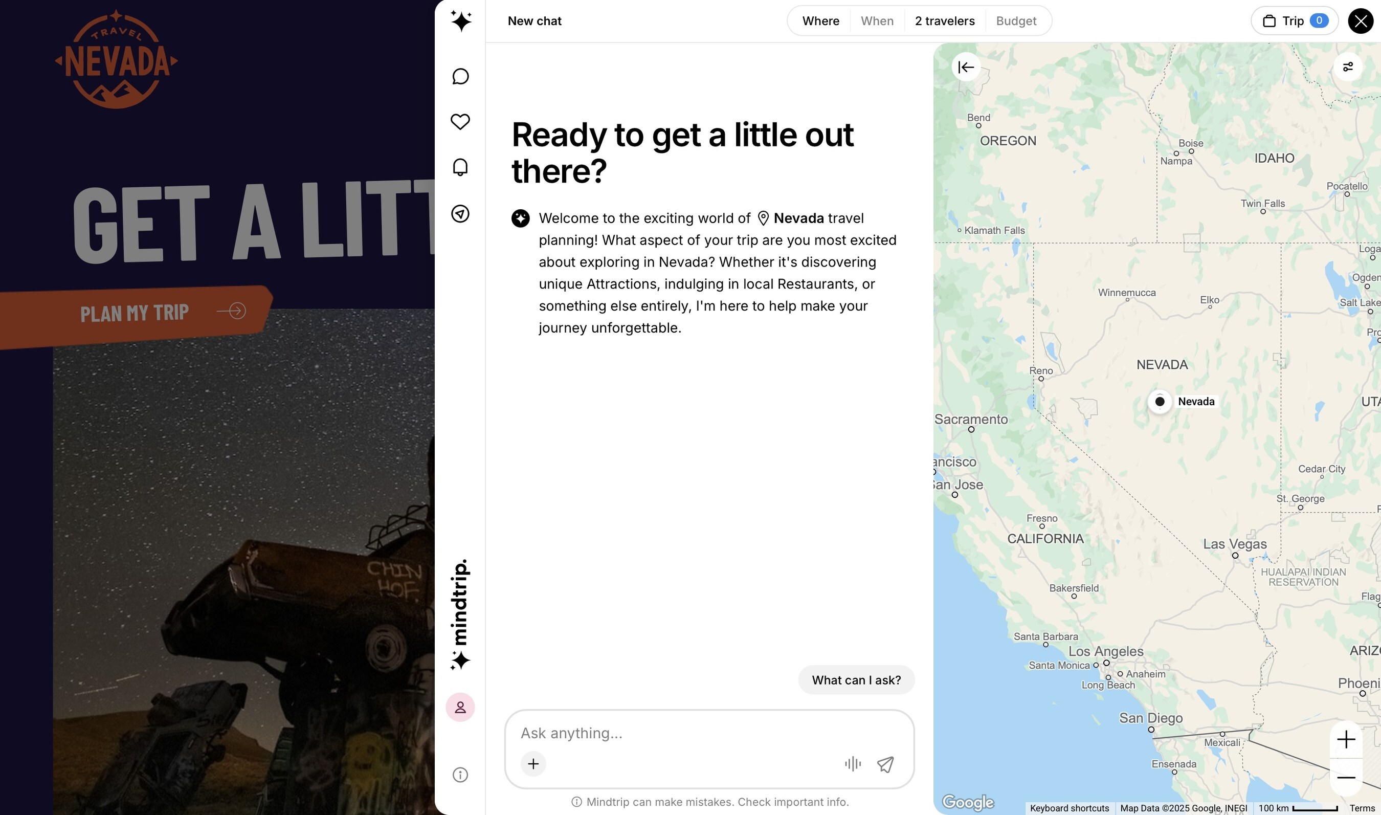 Travel Nevada Taps Mindtrip to Make Exploring the Heart of Nevada Easy by Turning Inspirational Content Into Personalized, Actionable Trip Plans For Consumers in Mere Moments