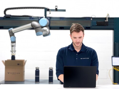 MachineBuilder™ empowers users to design, simulate, and deploy complete automation systems—from robotic cells to full production lines—entirely in the cloud, accelerating their automation journey. (CNW Group/Vention Inc.)