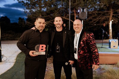 Victor Nuno, Matt Eckman and Joe Buscaglia presenting Victor with the 2024 Leadership Award.
