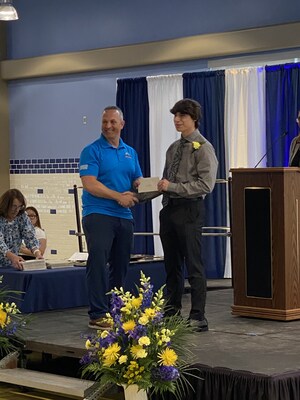 Al Fagundes, owner of A. Fagundes Plumbing & Heating Inc., pictured with Noah Smith, a previous recipient of the company's plumbing scholarship, demonstrating the company's ongoing commitment to supporting the next generation of skilled trades professionals.