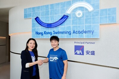 AXA 安盛香港及澳門首席巿務及客戶總監王微女士與香港游泳學校創辦人方力申先生達成合作,共同推動香港游泳運動發展。 AXA 安盛香港及澳門首席巿務及客戶總監王微女士與香港游泳學校創辦人方力申先生達成合作,共同推動香港游泳運動發展。
