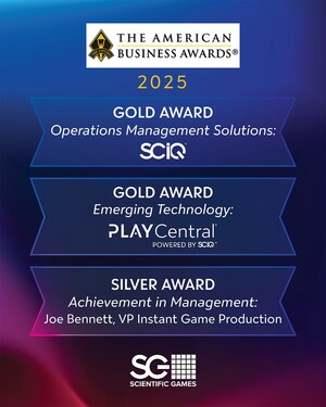 Scientific Games Wins Three 2025 American Business Awards for Lottery Retail Technology Innovation and Instant Scratch Game Achievement