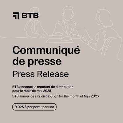 FPI BTB annonce le montant de distribution pour le mois de mai 2025
