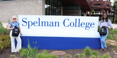 Nana Grants Executive Director Erica Stephens delivers Nana Packs to Spelman College's Kristin Couch, Associate Director, Title IX & Compliance