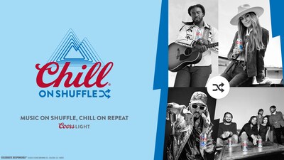 Coors Light's new Chill on Shuffle platform features breakthrough artists in music: Lainey Wilson, Shaboozey, Yandel and Mt. Joy.