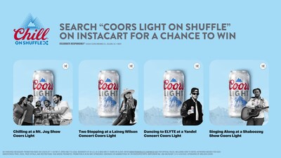 Coors Light's new Chill on Shuffle platform features breakthrough artists in music: Lainey Wilson, Shaboozey, Yandel and Mt. Joy.