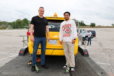 Ben Bailey and Trent McDuffie pictured on the set of the Kansas City Chiefs 2025 schedule release shoot.