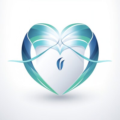 AnnieGuard logo: a stylized heart-shaped shield formed by layered blue and teal ribbon-like curves with an abstract leaf emblem at its center.
