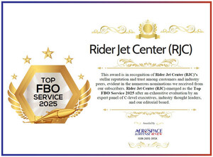 Rider Jet Center Named Top FBO for Service by Aerospace and Defense Review
