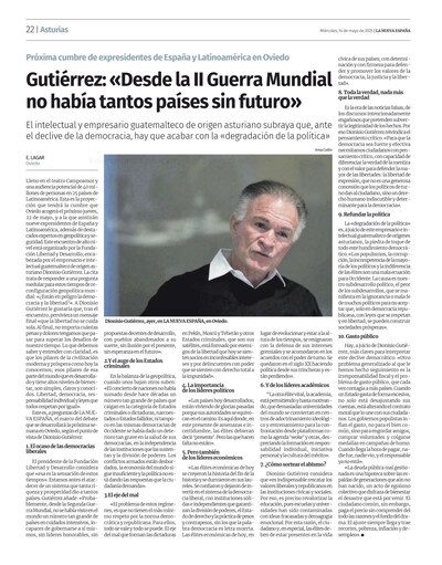 Entrevista a Dionisio Gutiérrez en La Nueva España / Interview with Dionisio Gutiérrez in La Nueva España (PRNewsfoto/Fundación Libertad y Desarrollo)