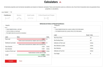 RWC Calculator for Deflection & Failure of Round Cantilevers