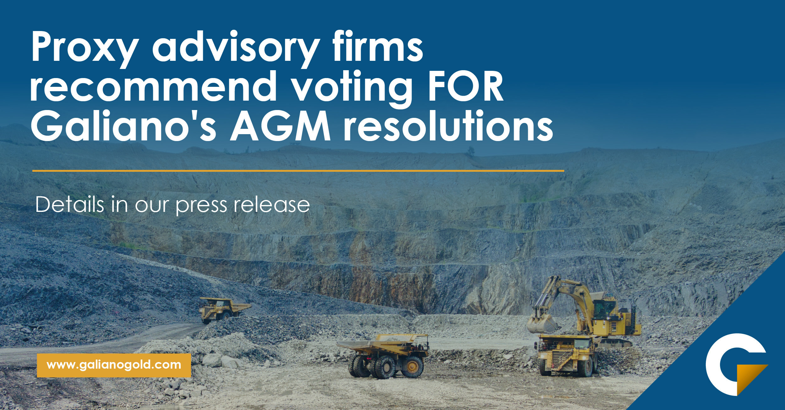 The proxy voting deadline is at 10:00 a.m., Pacific Time, on Tuesday, June 10, 2025. (CNW Group/Galiano Gold Inc.)