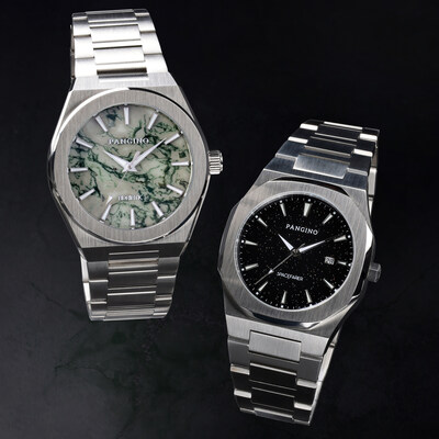 Pangino's Adriatic watch (left) and Spacefarer watch (right).
