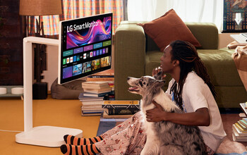The LG Smart Monitor Swing introduces a flexible, rolling stand that enhances the monitor’s versatility and provides ergonomic usability.