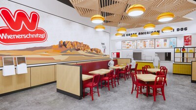 Rendering of Walmart Wienerschnitzel restaurant.