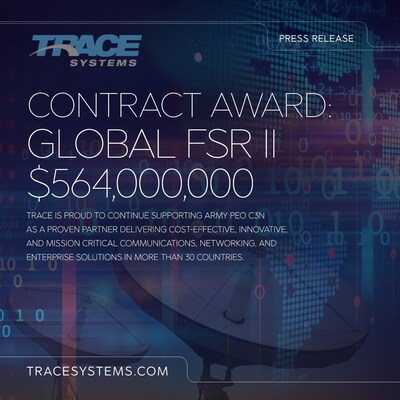 Trace Systems Awarded $564 million Army PEO C3N Global FSR II Contract, continuing networking support around the world.