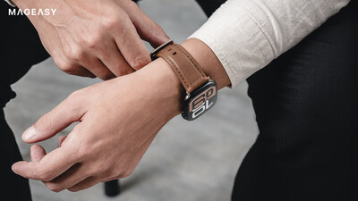 The Nappa Calkskin Leather Apple Watch Band—an upgraded take on the widely appreciated Classic Band.