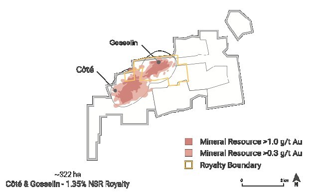 Côté Royalty Map (CNW Group/Metalla Royalty & Streaming Ltd.) Côté Royalty Map (CNW Group/Metalla Royalty & Streaming Ltd.)