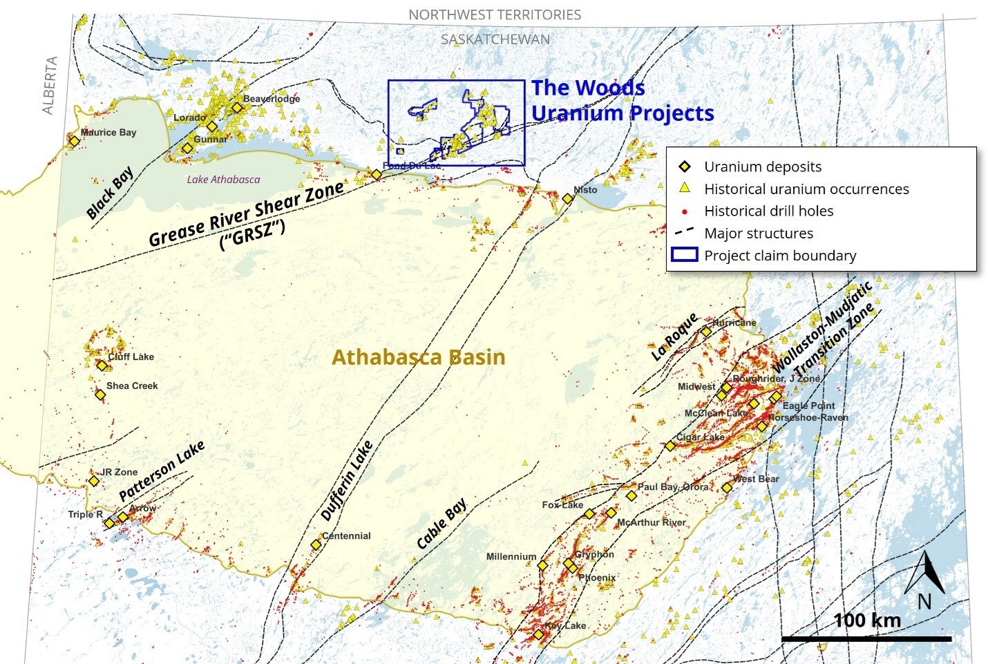 Figure 1: The Woods Uranium Projects – District-Scale Opportunity (CNW Group/Fortune Bay Corp.) Figure 1: The Woods Uranium Projects – District-Scale Opportunity (CNW Group/Fortune Bay Corp.)